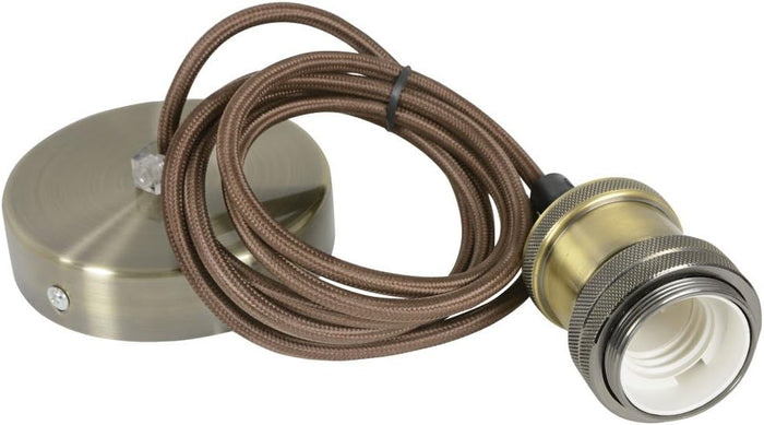 Lyyt PHE27-ABR Vintage Pendant Lampholder (1.8m Drop) - Antique Brass