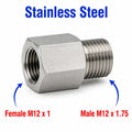 M12x1 female to M12x1.75 male stainless steel sensor adaptor fitting for conversion by MC Motoparts