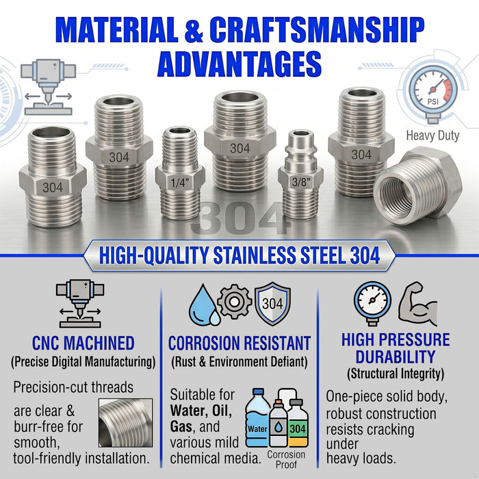 Stainless steel M12x1.5 female to BSP G 1/8 inch female sensor adaptor fitting for conversion, by MC Motoparts.