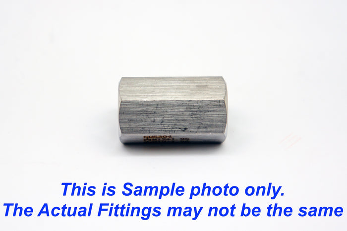 Stainless steel MC Motoparts M18x1.5 female to M16x1.5 female sensor adaptor fitting for automotive conversions.