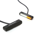 Mini LED front running turn signal lights by MC Motoparts, white and yellow LED signal lights for motorcycle safety.
