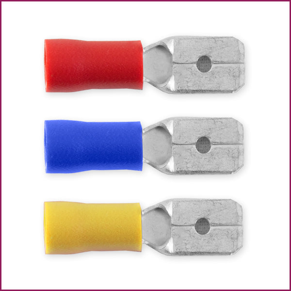 Mixed CTYMS6 YELLOW CRIMP TERMINALS 6.3mm Yellow Male Spade Pack of 100