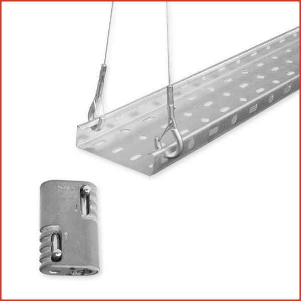 Mixed CW2-TRAY3 Tray/Basket Hanger Fast Hang Kit 3m Drop (2mm wire) with 2x Snap Hook