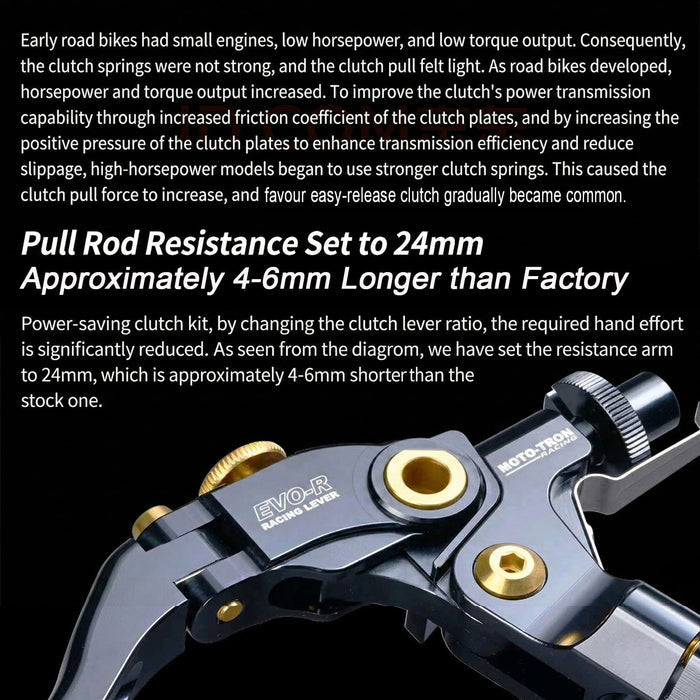 Moto-Tron lightweight folding clutch lever for Yamaha MT09, FZ6, XSR700, YZF R6, and R7 motorcycles, detailed close-up image.