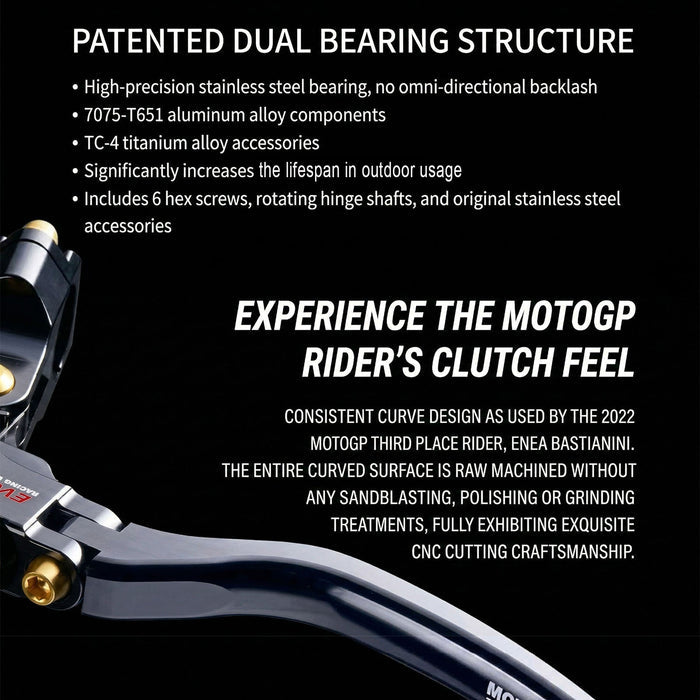 Moto-Tron lightweight racing clutch lever for Yamaha MT09, FZ6, XSR700, YZF R6, and R7 motorcycles, close-up detail image.