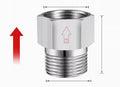 Stainless steel one-way valve adaptor fitting with BSP 1 inch male to female connections, used for fluid or air systems.