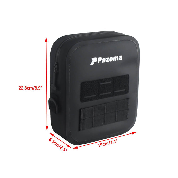 Pazoma waterproof motorcycle handlebar bag with tactical design for Harley Softail, Dyna, and Sportster models.