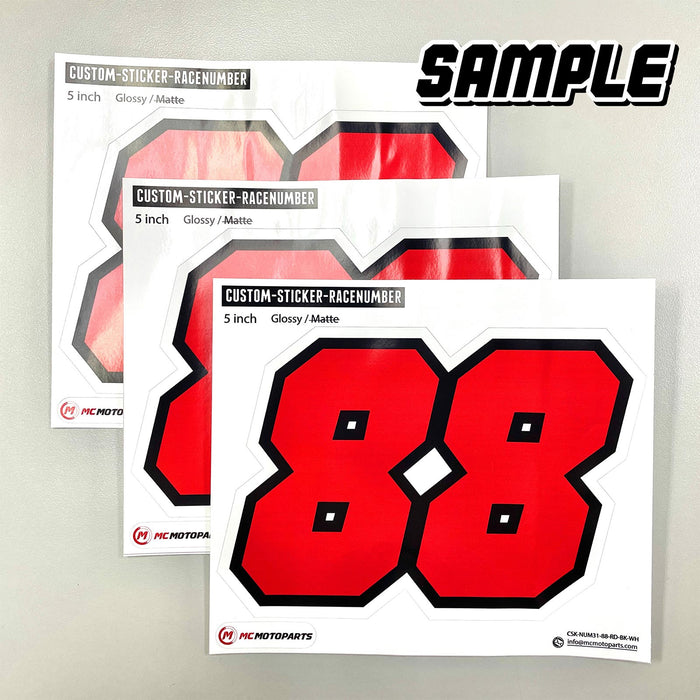 Three personalized black MX dirt bike racing number stickers with N31 design from StickerBao, perfect for motorcycle customization.
