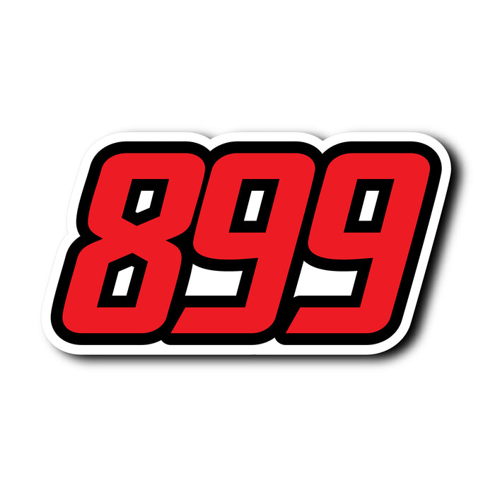 Set of three personalized MX dirt bike racing number stickers with black background and white numbers from StickerBao.