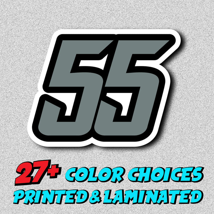Three customizable MX dirt bike racing number stickers with black and white design, featuring the number N32 from StickerBao.