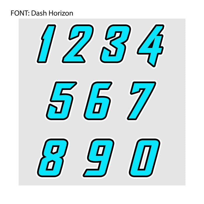 Personalized MX dirt bike racing number stickers with N32 font by StickerBao, three custom number decals for motorcycle racing.