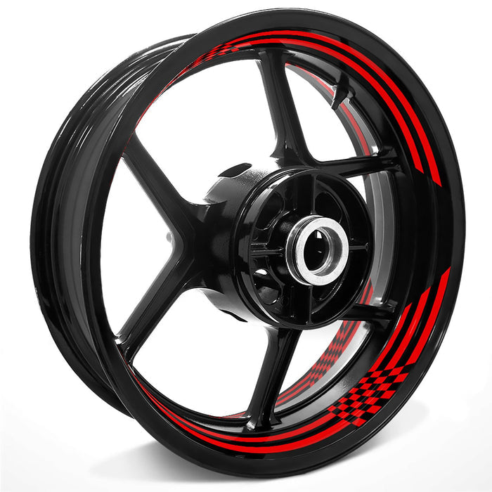 Racing Check Pattern Inner Rim Decal Sticker Tape For 17 inch Black Rim - MC Motoparts