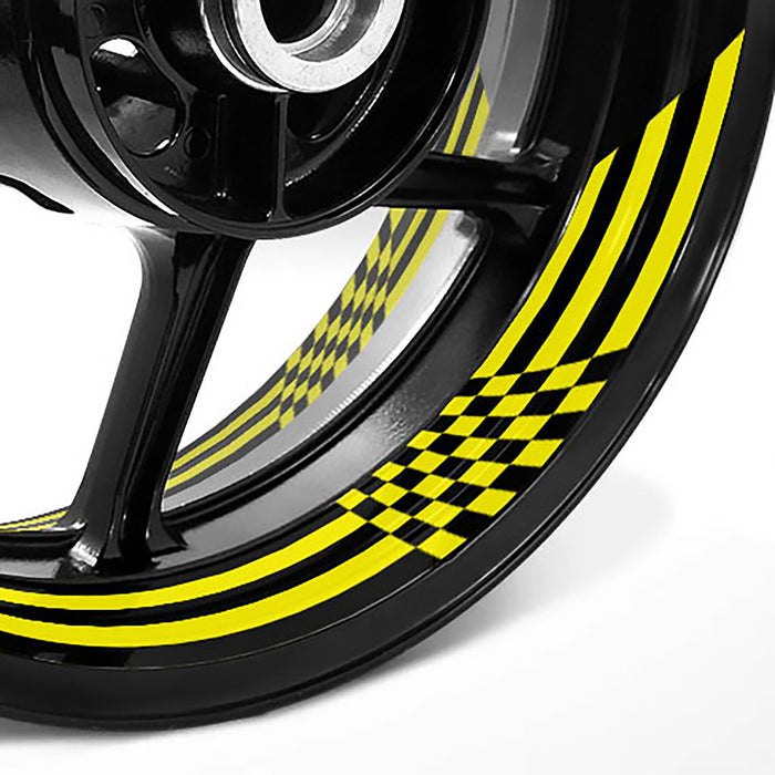 Racing Check Pattern Inner Rim Decal Sticker Tape For 17 inch Black Rim - MC Motoparts
