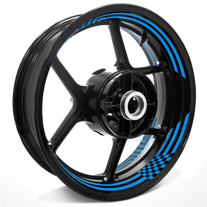 Racing Check Pattern Inner Rim Decal Sticker Tape For 17 inch Black Rim - MC Motoparts