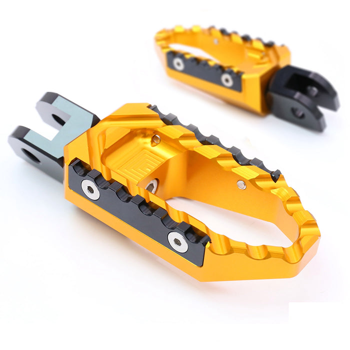 Rear standard touring wide foot pegs for Aprilia RSV1000 Tuono V4R TRC motorcycle by MC Motoparts, featuring black finish and sturdy design.