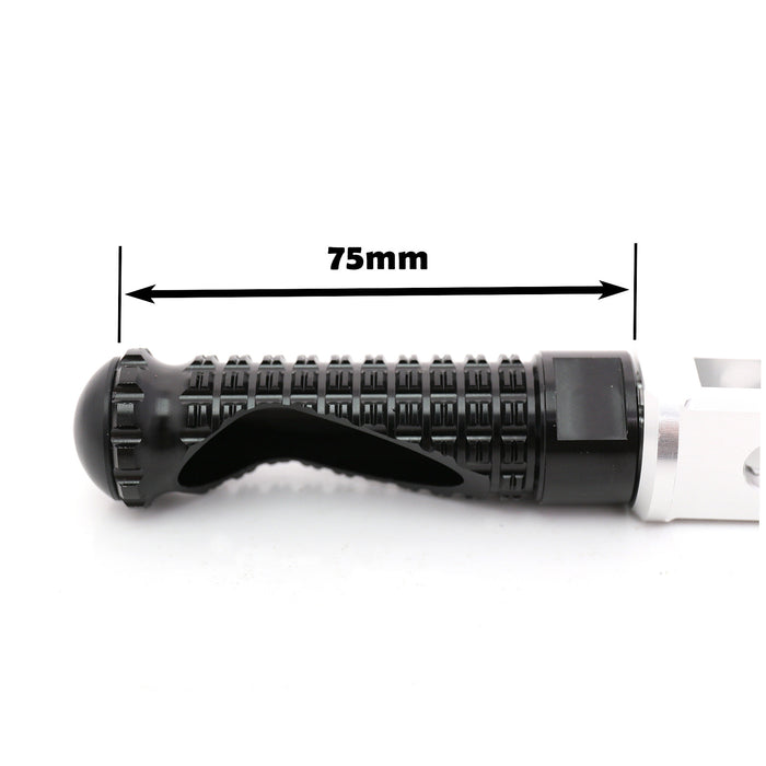 Rear MC Motoparts standard foot pegs for Aprilia Tuono 1000 RSV4 Dorsoduro 1200, black metal motorcycle footrests.