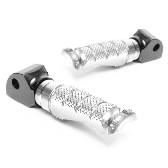 Rear MC Motoparts foot pegs for Ducati Supersport 950 Scrambler Nightshift, standard style, mounted on motorcycle.
