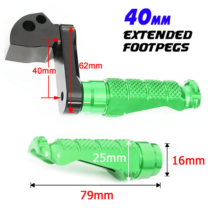 Rear 40mm adjustable MC Motoparts foot pegs for Honda CBR1000RR-R, CB125R, Rebel 500, featuring durable metal construction.