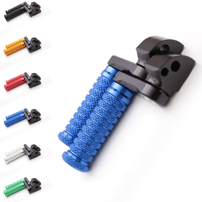 Black 40mm extension rear foot pegs for Honda CBR1000RR-R, CB125R, Rebel 500, by MC Motoparts, with adjustable pole design.