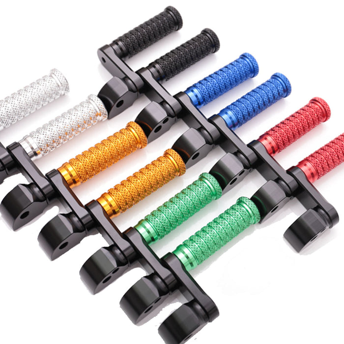 Black 40mm extension rear foot pegs for Honda CBR1000RR-R, CB125R, Rebel 500 by MC Motoparts, showing adjustable pole design.