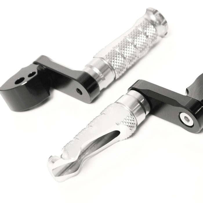 MC Motoparts 40mm extension rear foot pegs for Honda CBR1000RR-R, CB125R, Rebel 500, adjustable R-FIGHT foot pegs on motorcycle.