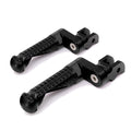 Black rear 25mm extension foot pegs for Kawasaki Ninja 650R and Shadow 250R and 300R by MC Motoparts, shown from the side.