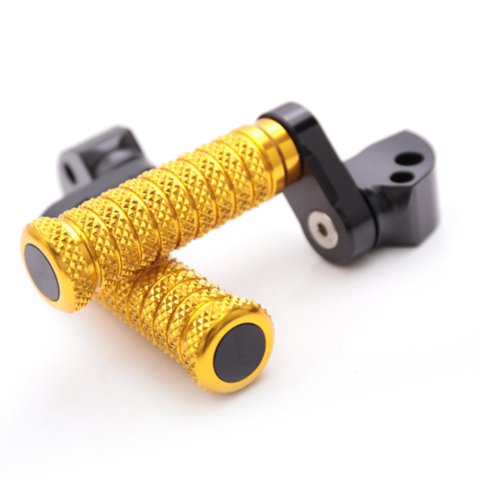 Black 25mm extension rear foot pegs for Kawasaki Z750, Z650, Z1000 by MC Motoparts, featuring adjustable pole design.