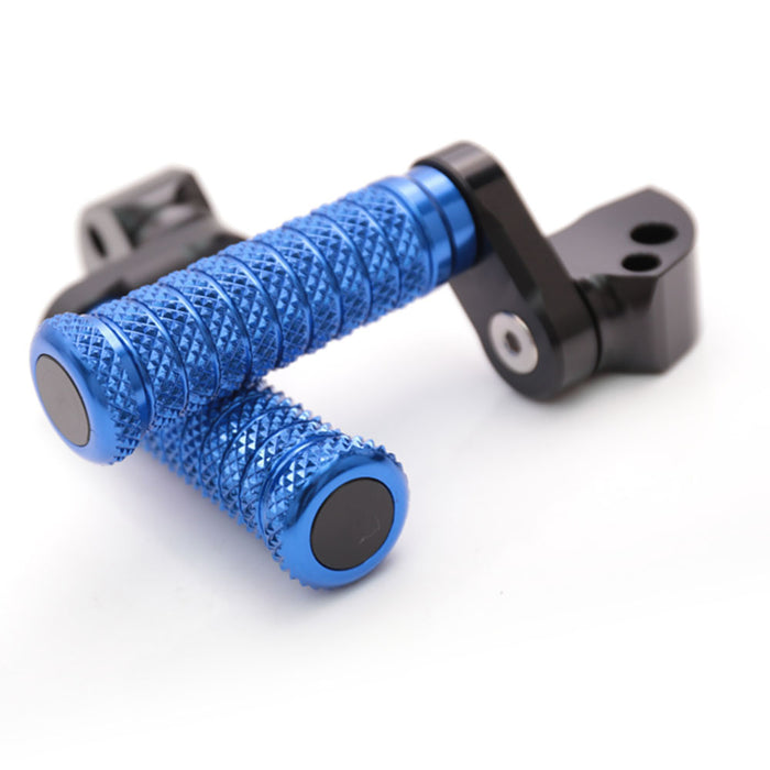 Kawasaki Z750 Z650 Z1000 motorcycle rear 25mm adjustable extension foot pegs by MC Motoparts, black with pole design.