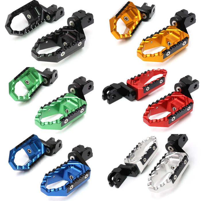 Rear 25mm extension touring foot pegs for Kawasaki ZH2, ZX-10R, Ninja 7 by MC Motoparts, adjustable wide foot pegs for comfort.