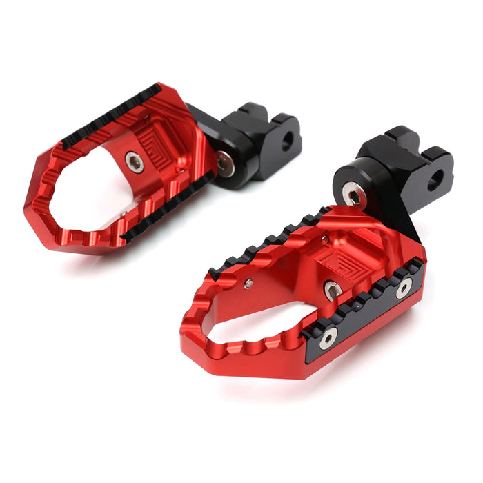 Rear 25mm extension touring foot pegs for Kawasaki ZH2 and ZX-10R Ninja, black MC Motoparts adjustable wide foot pegs.