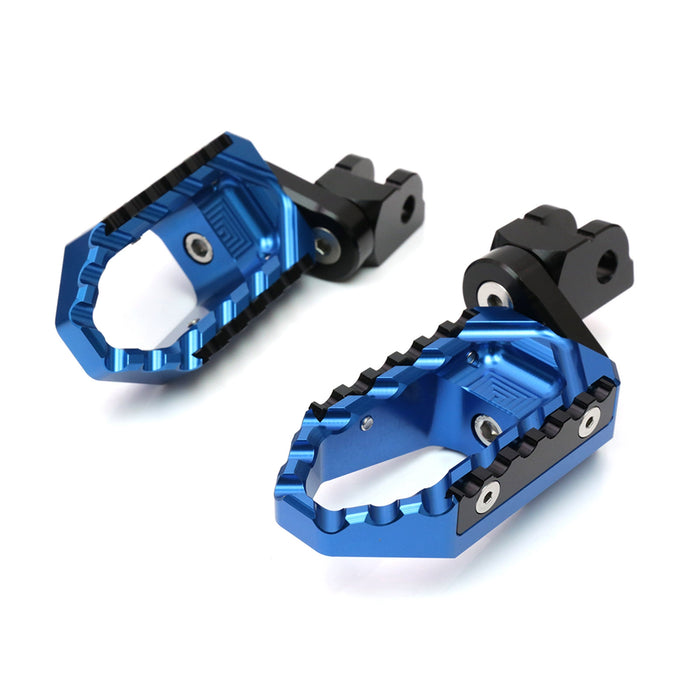 Rear 25mm extension touring foot pegs for Kawasaki ZH2 and ZX-10R by MC Motoparts, adjustable wide foot pegs for comfortable riding.
