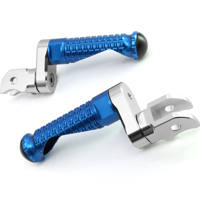 Rear 25mm extension foot pegs for Kawasaki ZH2 and ZX-10R by MC Motoparts, showing durable metal construction and mounting details.