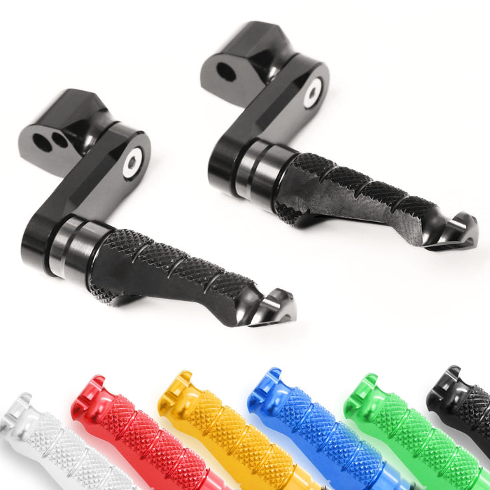 Rear 40mm extension foot pegs for Kawasaki ZH2 and ZX-10R Ninja, black MC Motoparts R-FIGHT motorcycle foot pegs.