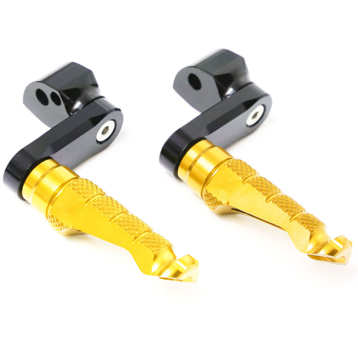 Rear 40mm extension foot pegs for Kawasaki ZH2, ZX-10R, Ninja Z E-1 by MC Motoparts, with sturdy design and installation details.
