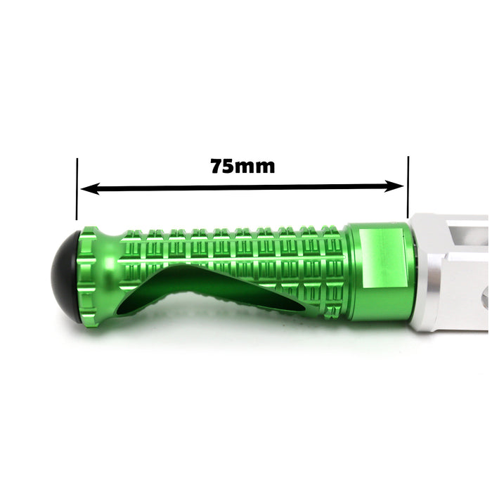 Rear MC Motoparts foot pegs for Kawasaki ZH2, ZX-10R, Ninja 7, and M-PRO models, shown with detailed metal finish.