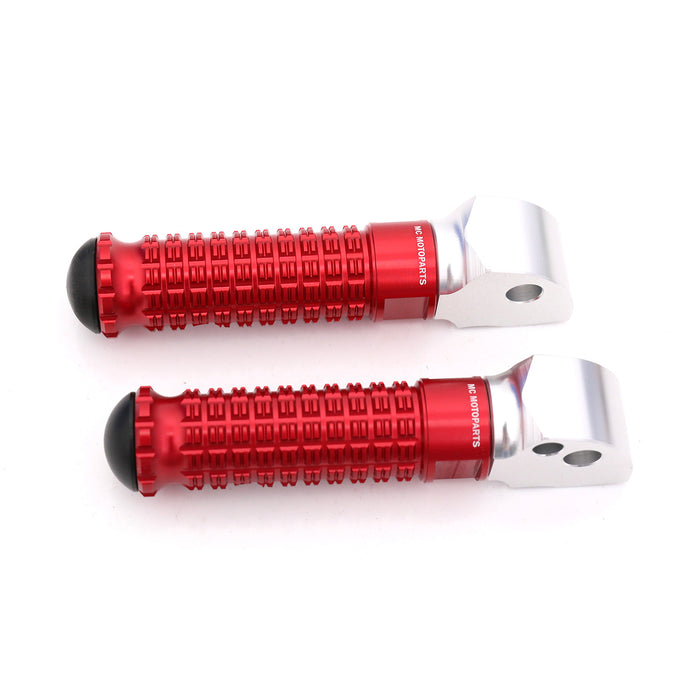Rear M-PRO foot pegs for Suzuki GSX-R 600 750 1000 and GSX-S 1000 motorcycle by MC Motoparts, showing durable metal construction.