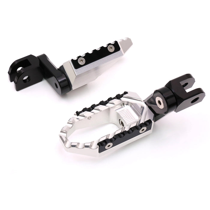 Rear 40mm extension touring foot pegs for Suzuki SV650 SV1000 by MC Motoparts, with wide, comfortable foot support for touring riding.