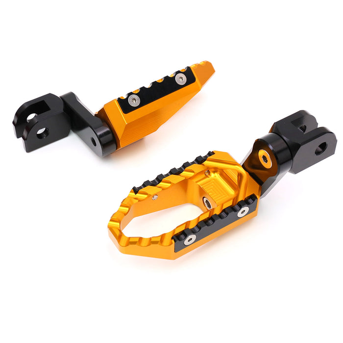 Rear 40mm extension touring foot pegs for Suzuki SV650 SV1000 by MC Motoparts, wide and low-profile for comfortable riding.