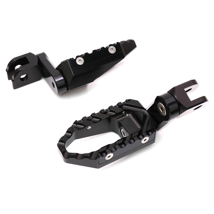 Rear 40mm extension touring foot pegs by MC Motoparts for Suzuki SV650 and SV1000, with wide, comfortable design.