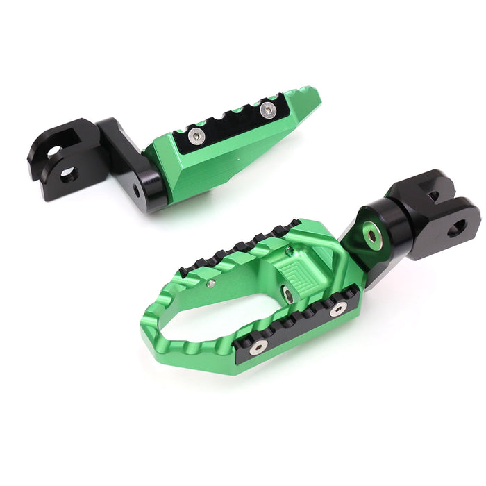 Rear 40mm extension touring foot pegs for Suzuki SV650 SV1000 by MC Motoparts, with wide, comfortable foot support for touring riding.
