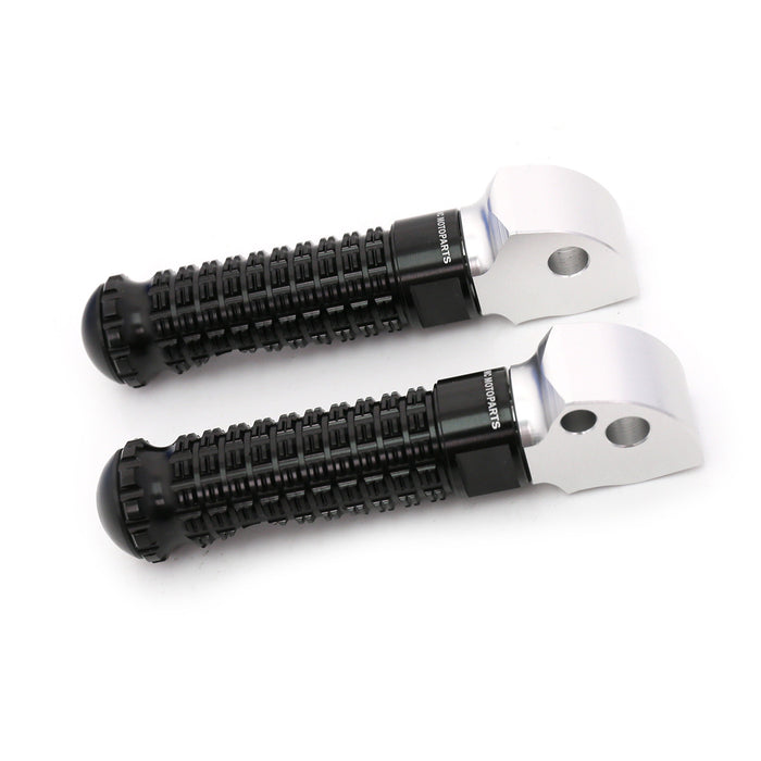 Rear MC Motoparts standard foot pegs for Yamaha TMAX 500 530 VMAX1700 XMAX M-PRO motorcycle, black metal foot pegs with mounting hardware.