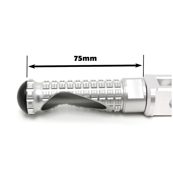 Rear MC Motoparts standard foot pegs for Yamaha TMAX 500 530 VMAX1700 XMAX M-PRO motorcycle, showing silver metal design.