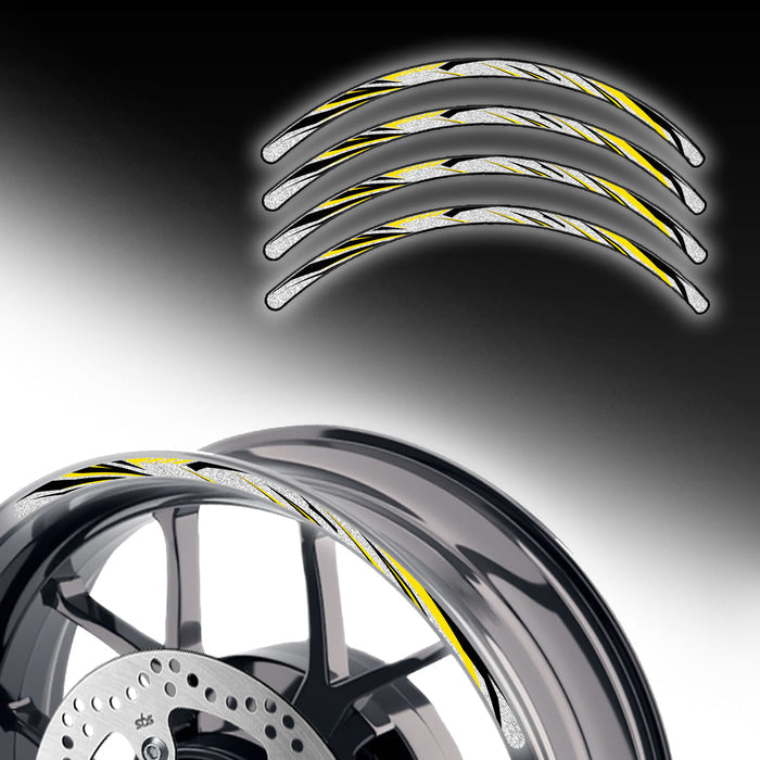 Reflective strip designer pattern for 17-inch wheel rim decal set by StickerBao, featuring stylish wheel stickers and rim decals.