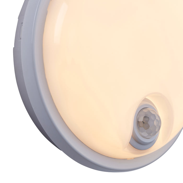 Saxby 108746 Rond Plus PIR Waterproof (IP65) CCT (Colour Changing) Bulkhead Light Suitable for Bathrooms