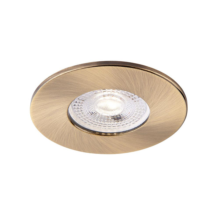 Saxby 109805 ShieldONE IP65 (Waterproof) Fire-Rated Dimmable Recessed Antique Brass GU10 Downlight for Bathrooms - 65mm cut hole
