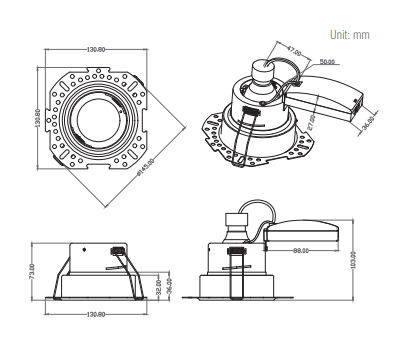 Saxby 119105 ShieldONE 75 Plaster-In Trimless Downlight w/ Multiple Bezel Options