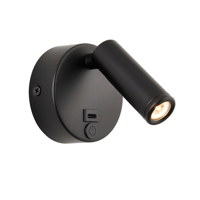 Saxby 120968 Lumos Mini 1lt Wall 3W 3000K - Matt Black