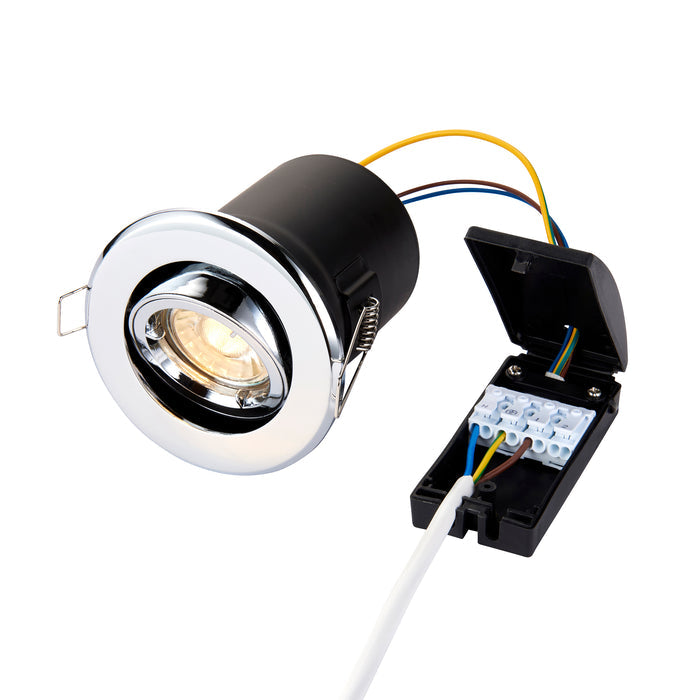Saxby 50682 ShieldPLUS Tilt, Fire Rated, Dimmable GU10 Downlight  Fully Adjustable Polished Chrome
