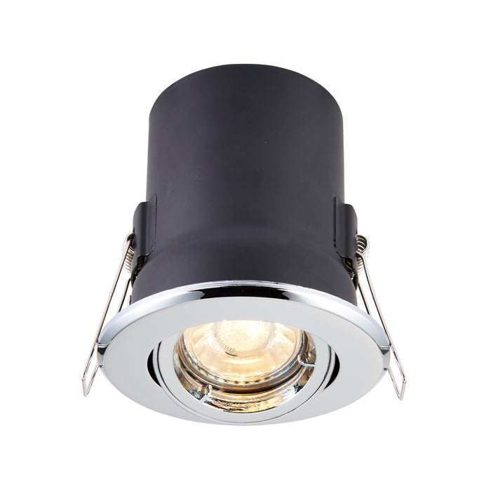 Saxby 50682 ShieldPLUS Tilt, Fire Rated, Dimmable GU10 Downlight  Fully Adjustable Polished Chrome
