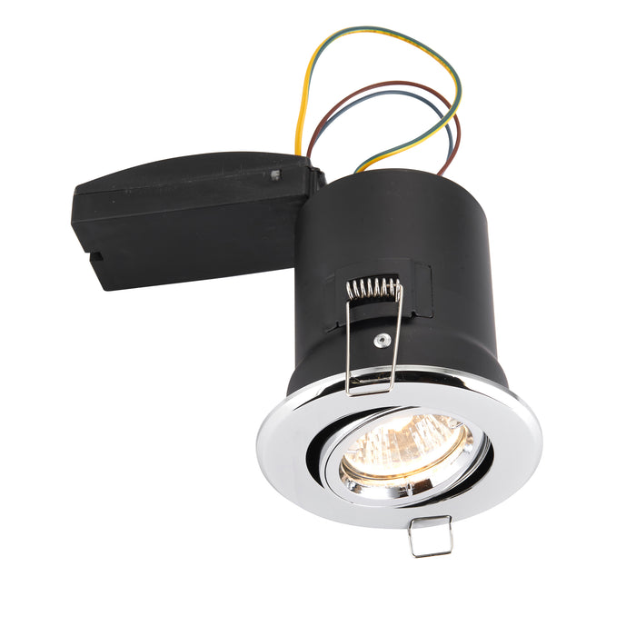 Saxby 50682 ShieldPLUS Tilt, Fire Rated, Dimmable GU10 Downlight  Fully Adjustable Polished Chrome